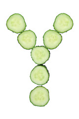 Vegetable Alphabet of chopped cucumber  - letter Y