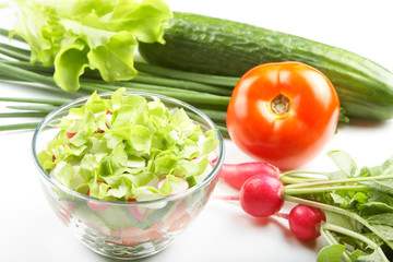 Vegetable salad and the ingredients to it