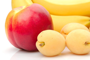 red and yellow background of fresh fruits