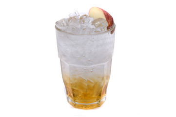 ice apple juice on white backgrounds