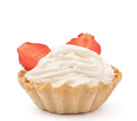 strawberries and cream in a basket