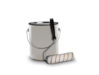 paint can and roller brush