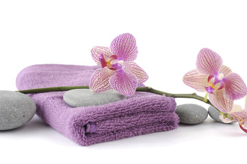 Pink towel for body care (SPA concept)