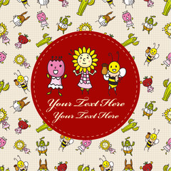 cartoon bug and flower card