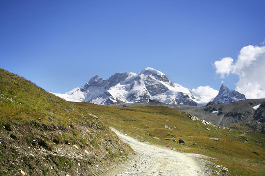 touristic trail in Alps, Zermatt