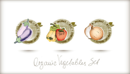 Vector organic labels set.