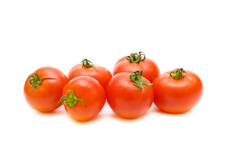 Ripe tomatoes on white background