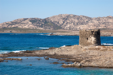 Sardinia, Italy: Stintino, spanish tower near La Pelosa Beach
