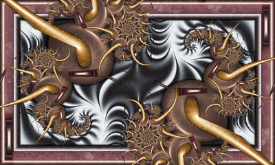 Fantastic Brown Spirals with Purple Frame