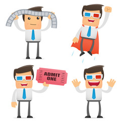 set of funny cartoon manager