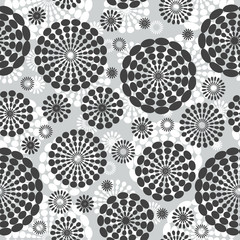 Abstract background with flowers in grey tones