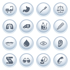Medicine web icons on buttons.