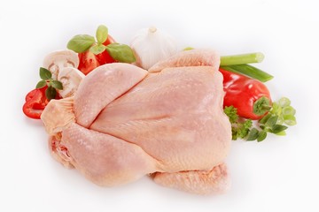 Raw chicken and vegetables
