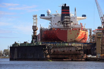 Tanker in dry dock