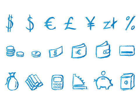 handwritten financial icons