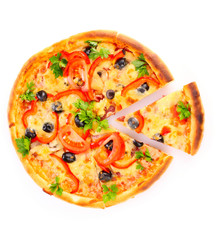 sliced ​​pizza isolated on white