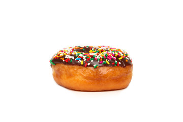 Donut with Colorful Sprinkles from Side View