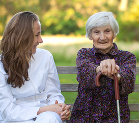 Elderly woman with the young doctor