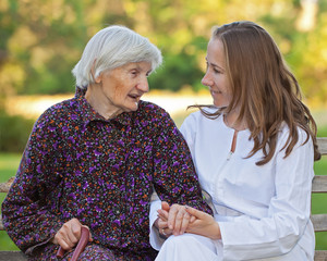 Elderly woman with the young doctor