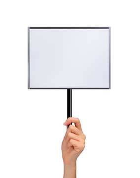 Young Woman Holding a Billboard