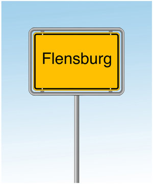 Ortsschild von Flensburg.Verkehrssünder.