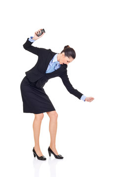 businesswoman smashing her phone