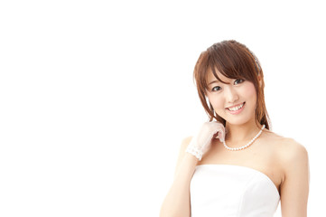 beautiful asian woman wearing wedding dress
