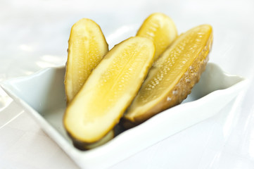 Gherkins on a white background