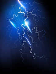 Lightning in the night sky. Vector illustration