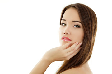 Fototapeta premium summer teen girl beautiful cheerful enjoying isolated on white