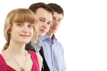 students happy group isolated on white