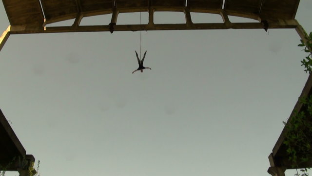 Jumping from a height, jumps with a cord