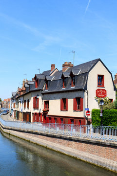 Street in Quartier Saint Leu in the center of Amiens in France