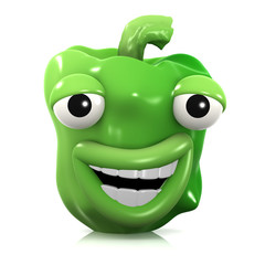 3d Green pepper laughs, hahah!