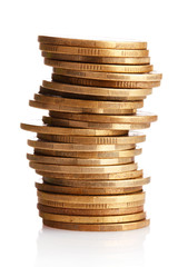 golden coins isolated on white