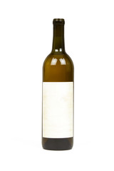 Bottle of Wine with a Blank Label Isolated on a White Background