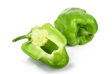 Green peppers on white background