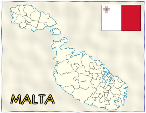 Malta political division national emblem flag map
