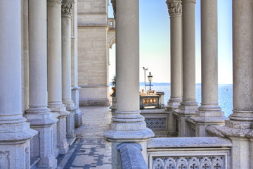 balcony on the sea in miramare castle trieste