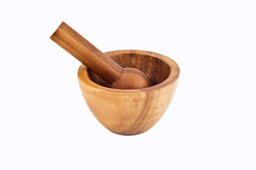 Wooden mortar and pestle