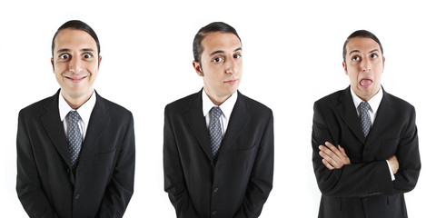 young businessman's face expressions