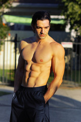 Male fitness model outdoors