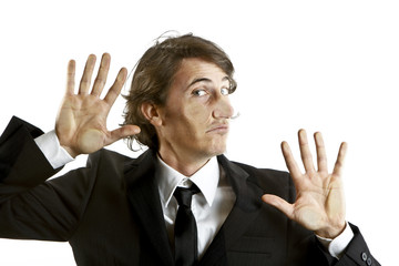 young businessman crushed on a glass