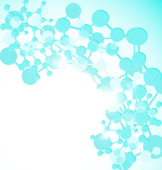 Shiny blue scientific bacground with molecules