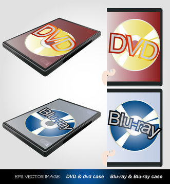 eps Vector image:DVD & dvd case Blu-ray & Blu-ray case