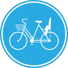 Woman  bicycles road sign