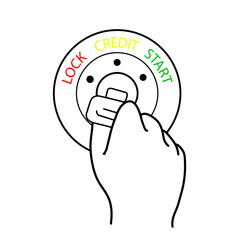 Car key in the ignition ready for the start of the loan.