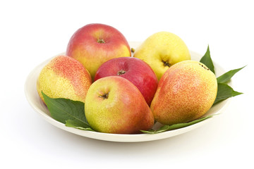 apples and pears on a plate