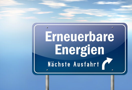 Autobahnschild "Erneuerbare Energien"
