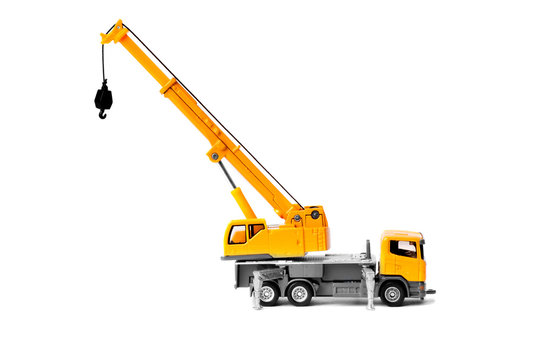 toy truck crane isolated over white backgroung
